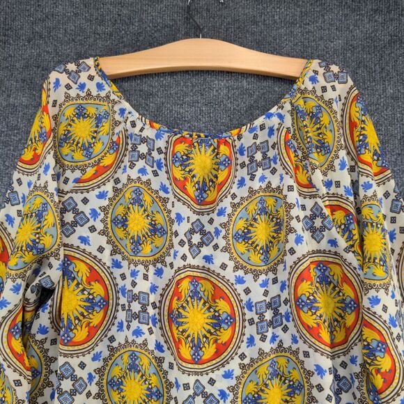 Charter Club Women's Tunic Top Blouse Multi Plus Size 1X Geometric Tie Neck - Picture 8 of 13